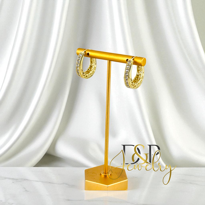 14K WITE STONES HOOP HP731