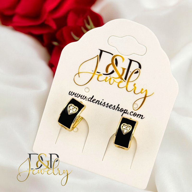14K BLACK HOOP EARRING HP648