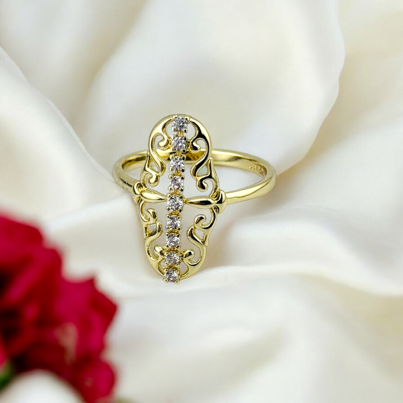 14K WOMEN WHITE STONES FASHION RING RG350