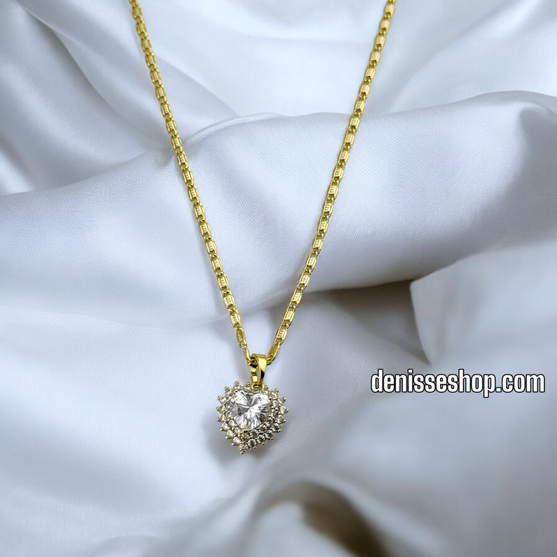 14K WOMEN / GIRL BLING HEART WHITE STONE PENDANT P535