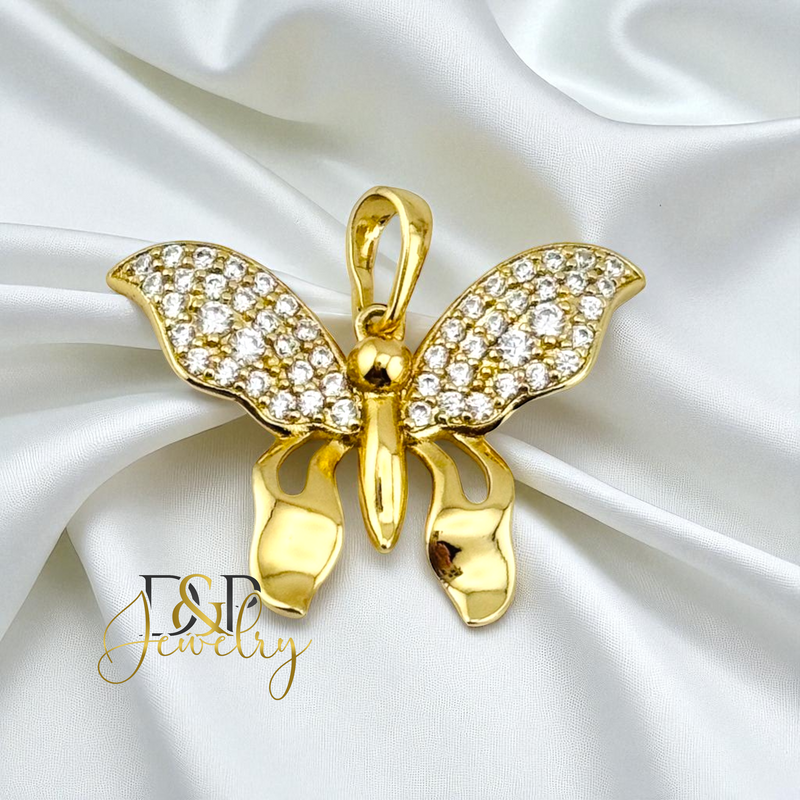 14K GOLD BUTTERFLY PENDANT P889