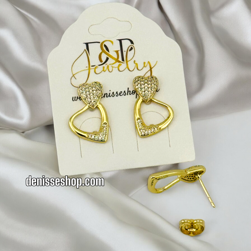 14K GOLD HEART EARRING E700