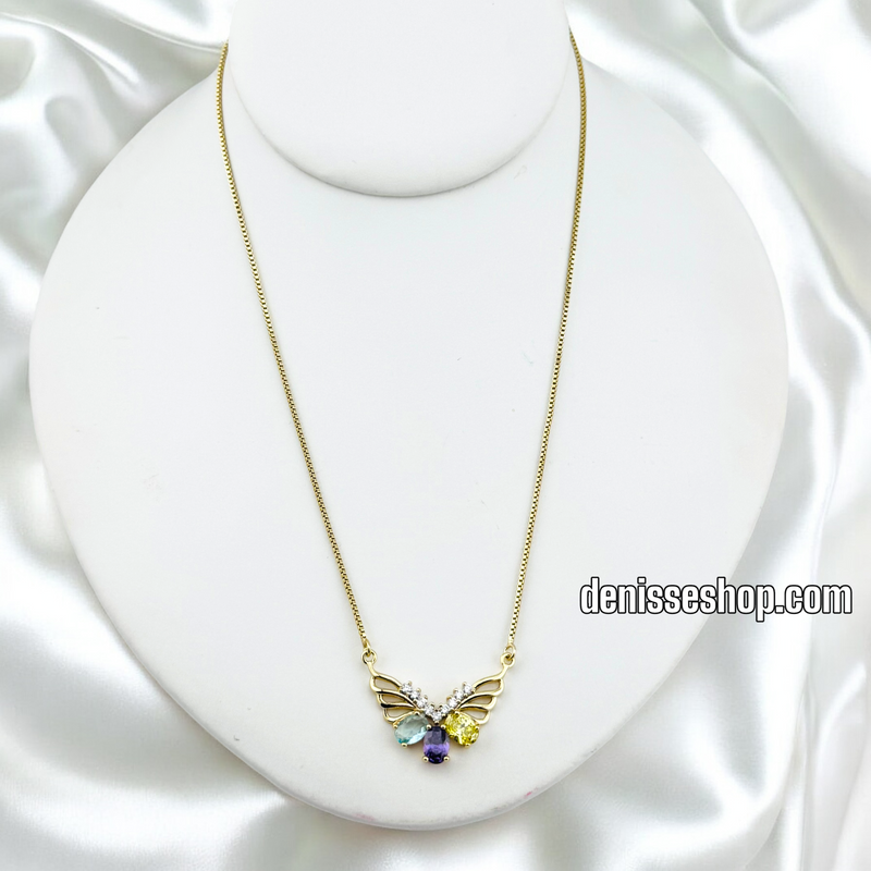 14K MULTICOLOR BUTTERFLY NECKLACE N224