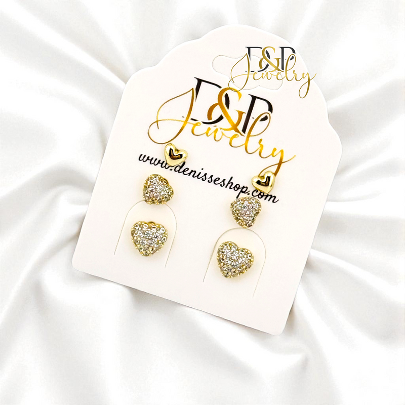 14K THREE HEART SET EARRING E1045