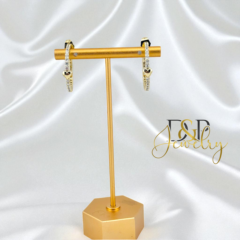 14K HEART HALF HOOP EARRING HP771
