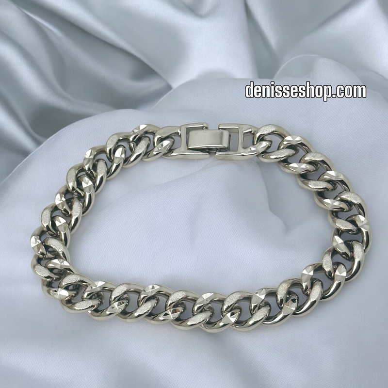 DIAMONDS CUBAN SILVER BRACELET BR629