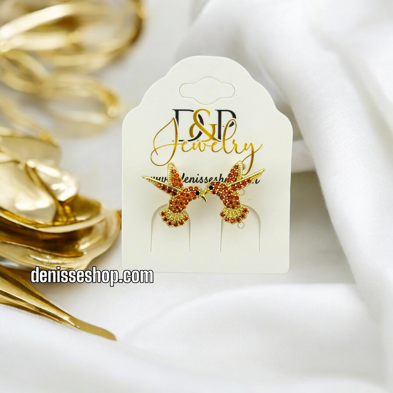 14K RED BIRD EARRING E612