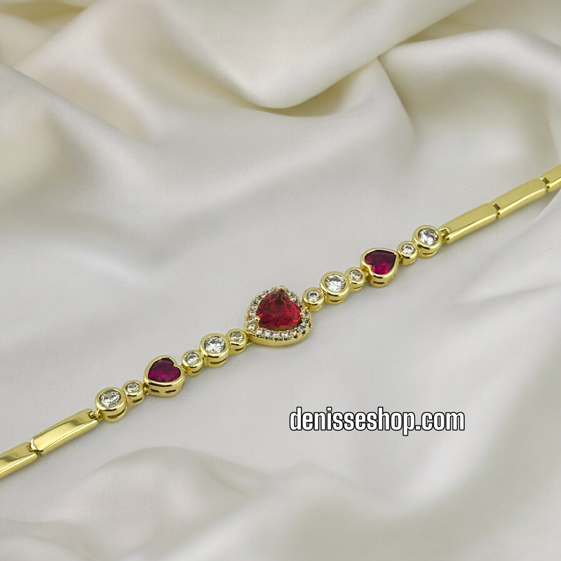 14K RED HEART STONE BRACELET BR423