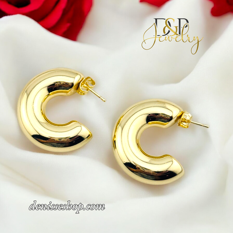 14K FLUFY GOLD HOOPS HP619