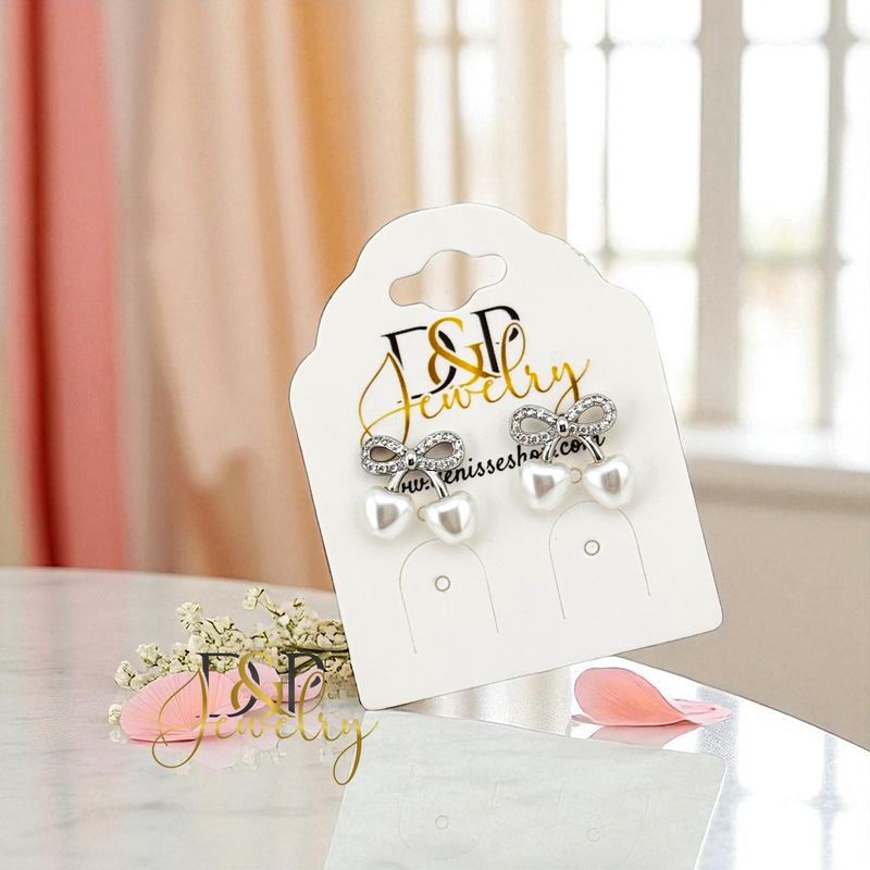 14K SILVER AND WHITE SMALL EARRING E900
