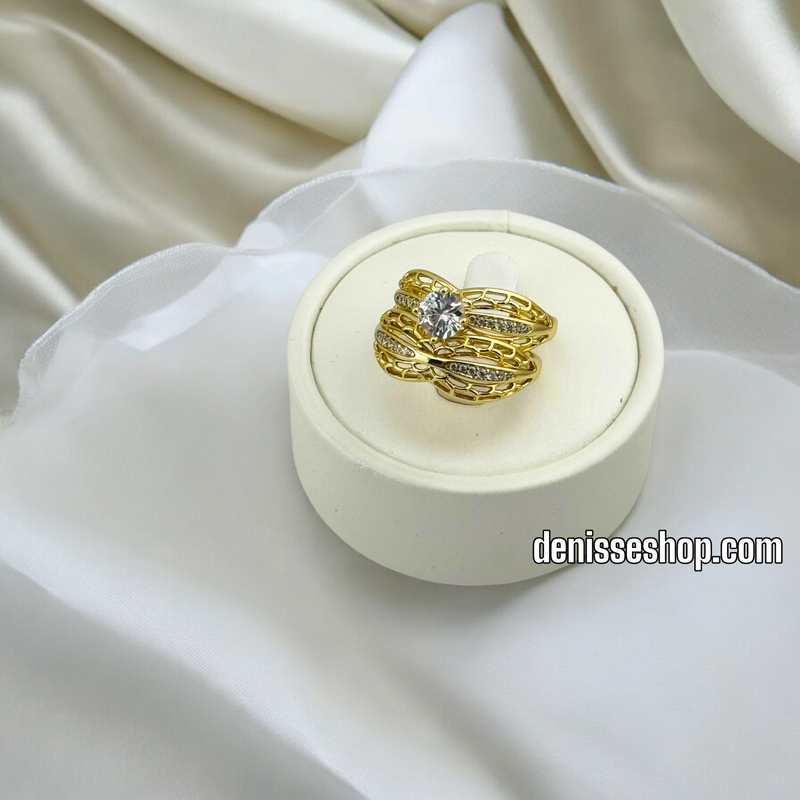 14K GOLD/ WHITE STONE  FASHION RING RG239