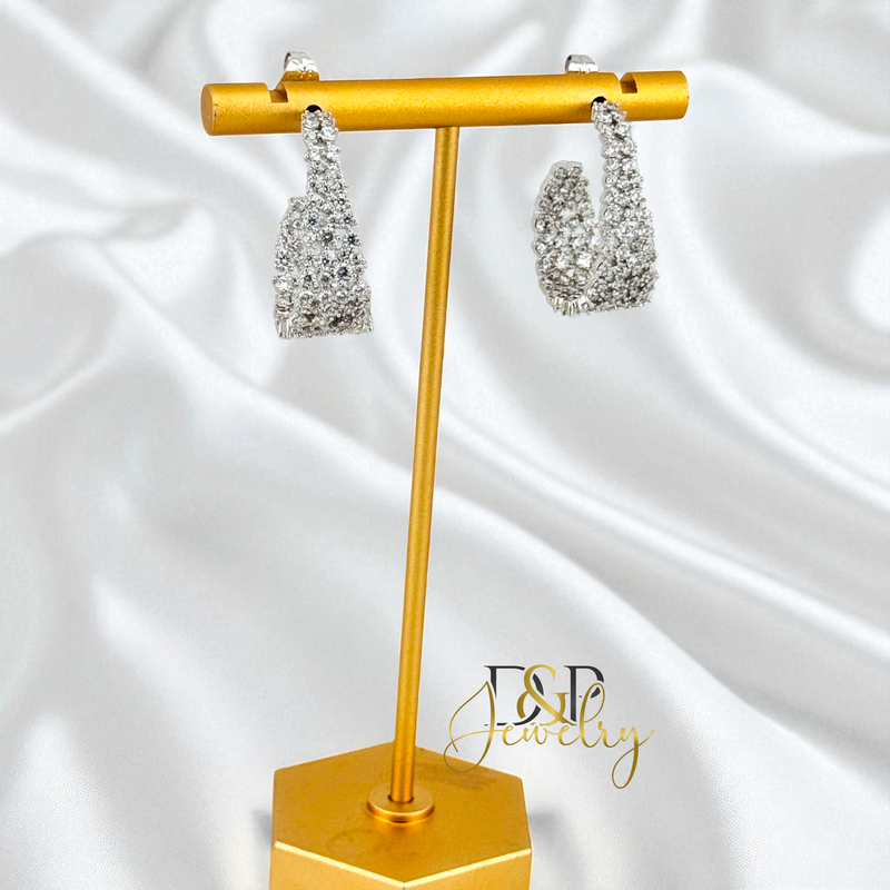 SILVER BLING DESIGN HOOP EARRING HP834