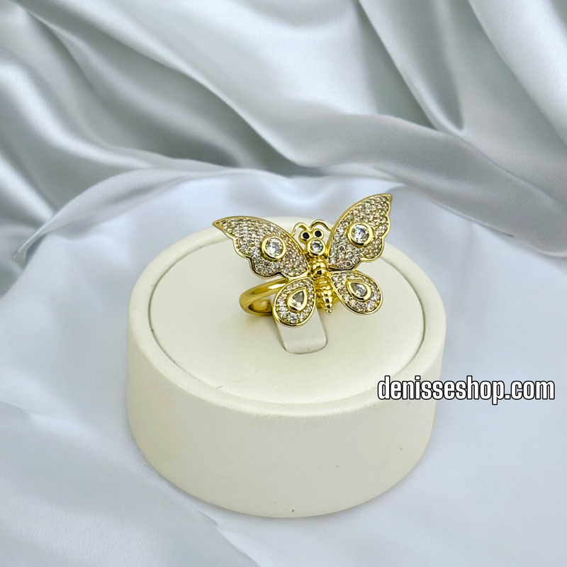 14K WOMEN WHITE BUTERFLY RING RG303