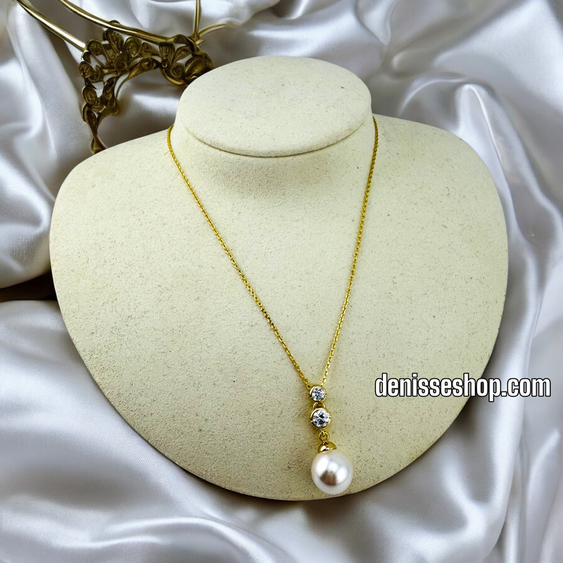 14K WOMAN/STONES AND PEARL NECKLACE N174