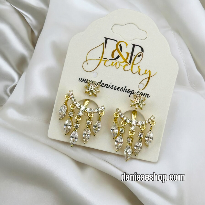 14K /WOMAN WHITE STONES EARRING E742