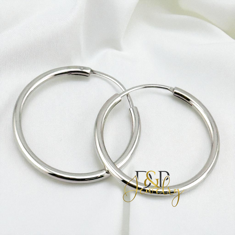 SILVER MED+ SIZE PLAIN HOOP EARRING HP839