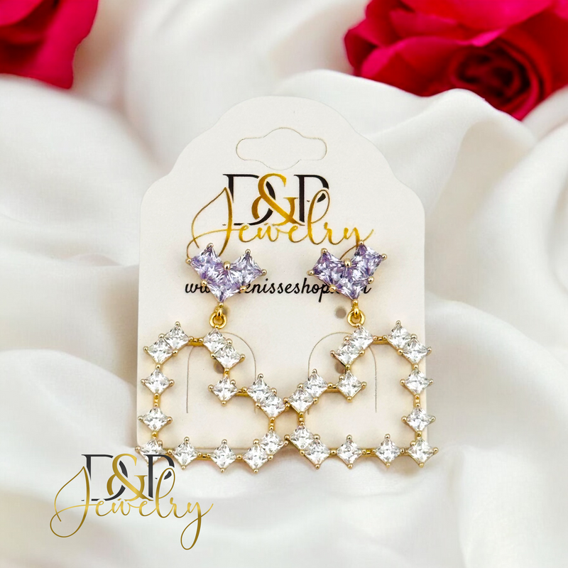 14K HEART OF STONES EARRING E846