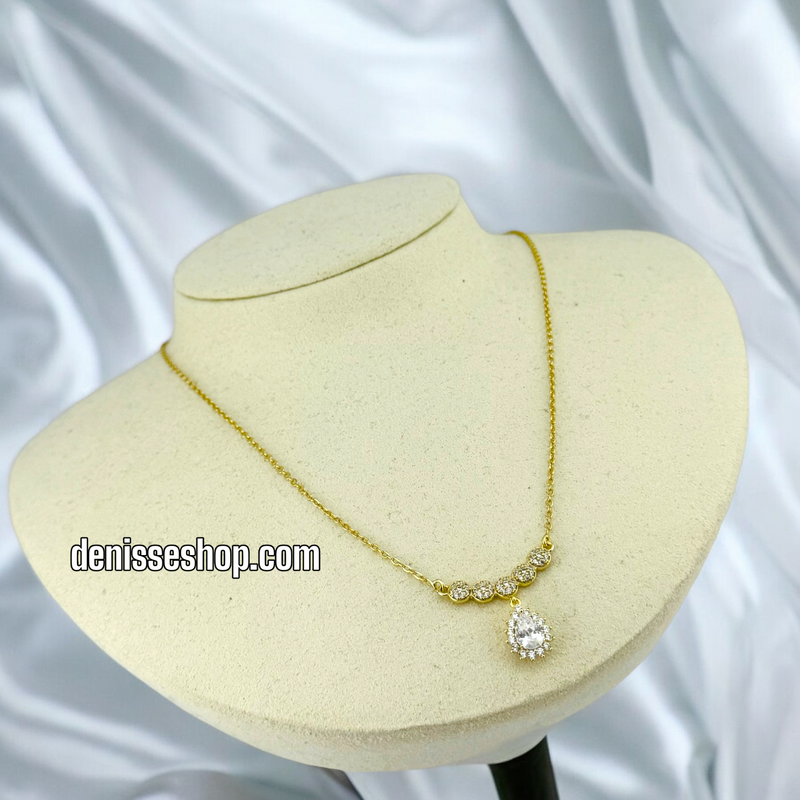 14K / WOMEN WHITE STONE THIN NECKLACE N109