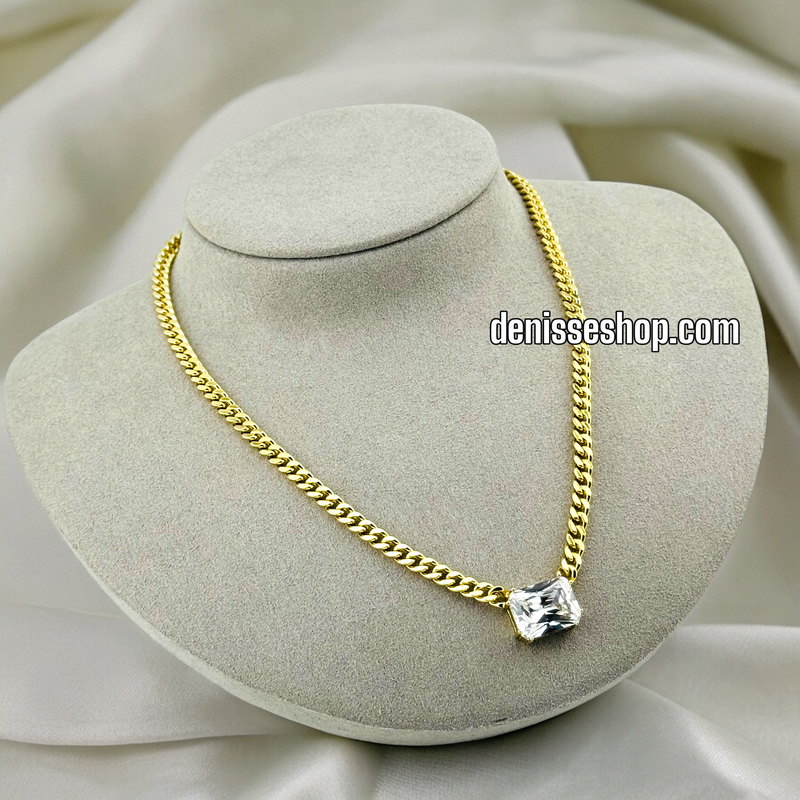 14K FASHION WHITE STONE NECKLACE SET  18&