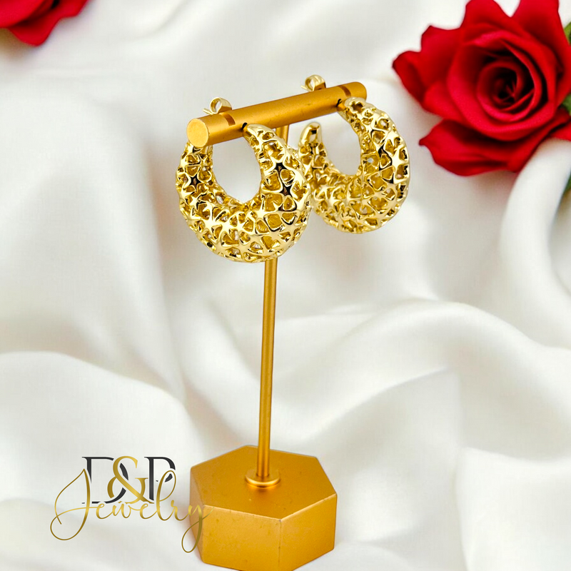 14K HALF HOOP STUD EARRING E847