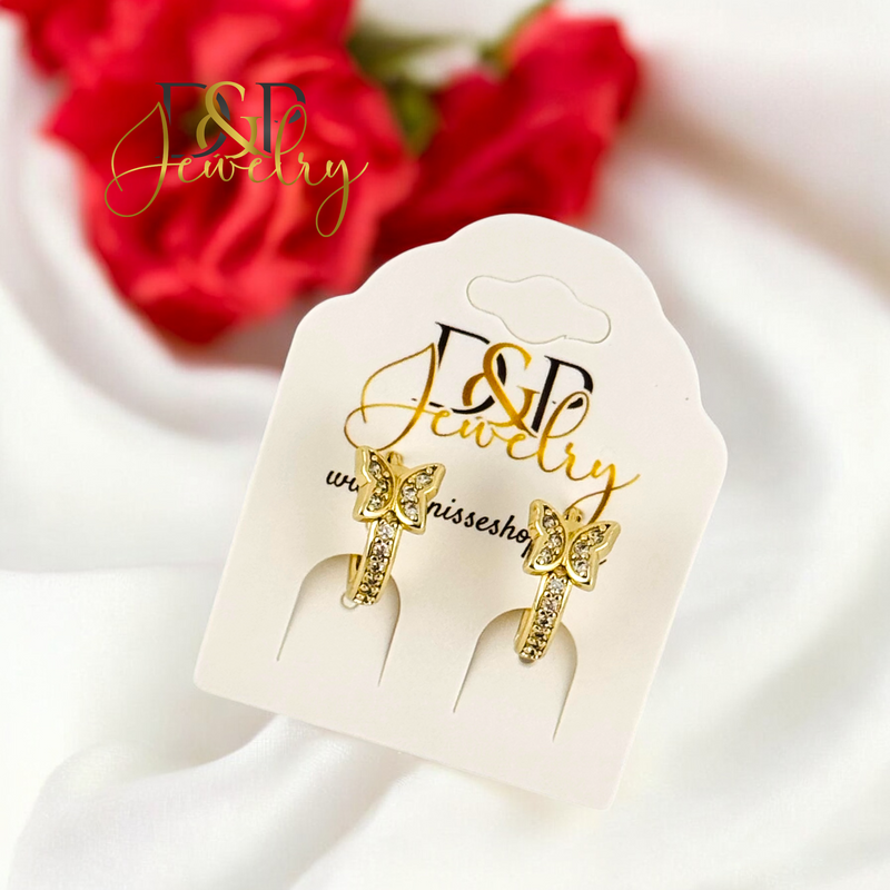 14K SMALL BUTTERFLY HOOP HP706