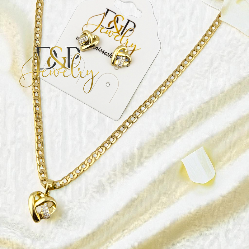 14K HEART NECKLACE SET N270