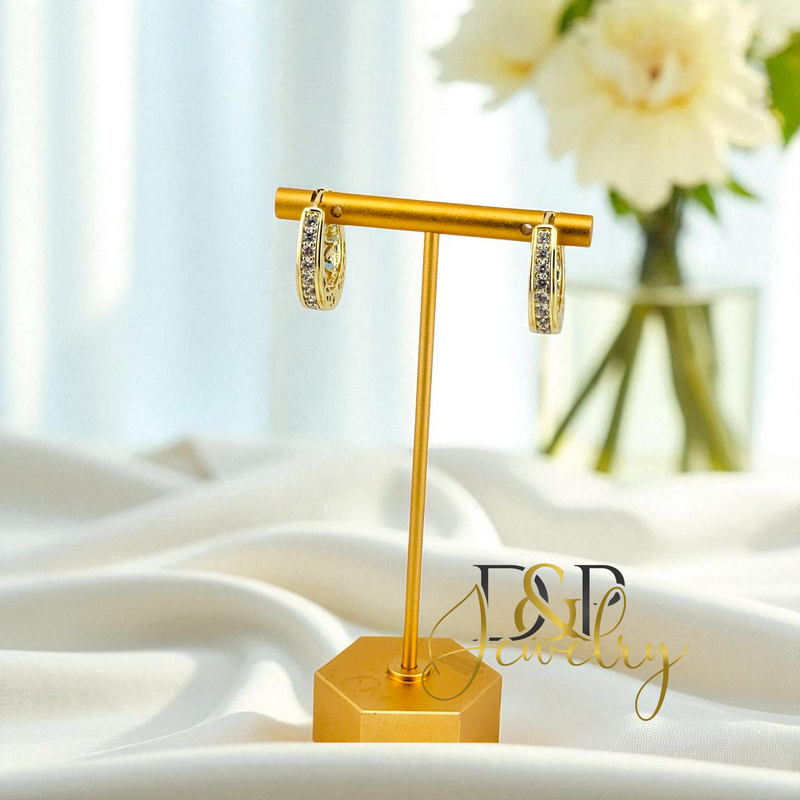 14K WITE STONES HOOP HP731