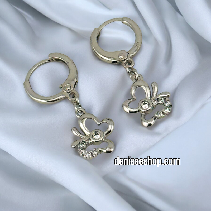 SILVER /TINY BLING BUTERFLY  HOOP EARRING HP515