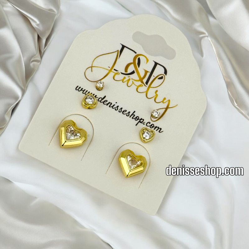 14K /WOMAN/GIRL HEART EARRING SET E730