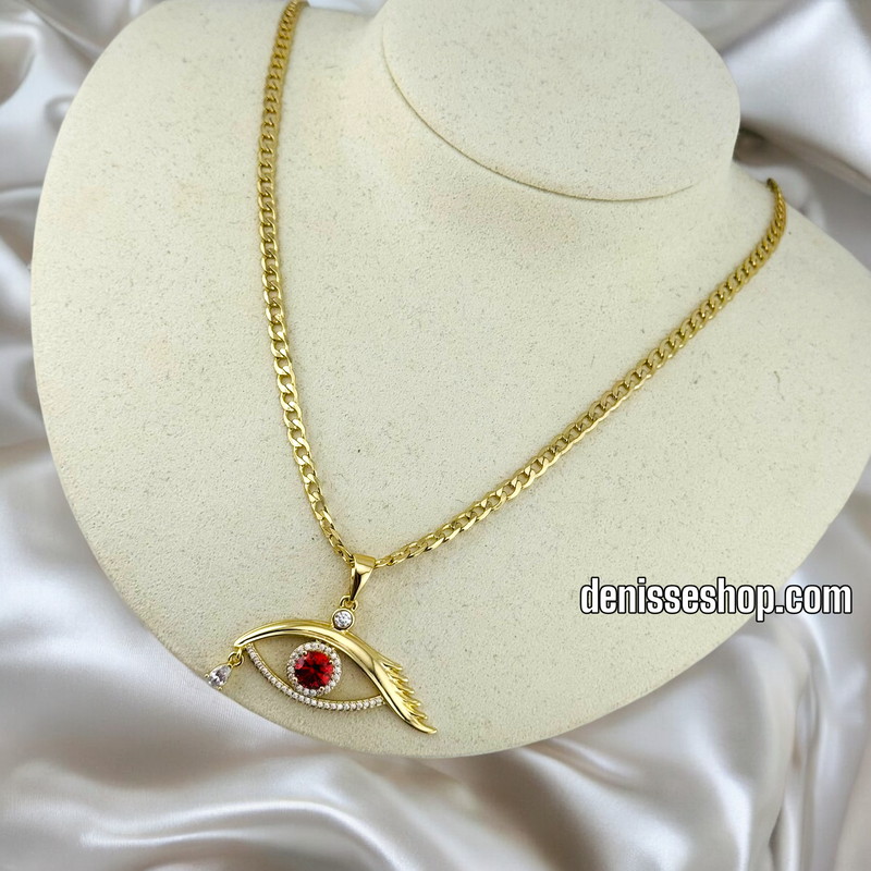 14K WOMEN / EYE WITH RED STONE PENDANT P531