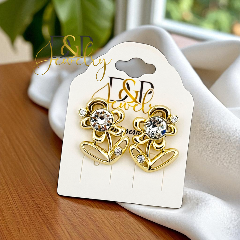 14K FASHION FLOWER EARRING E906