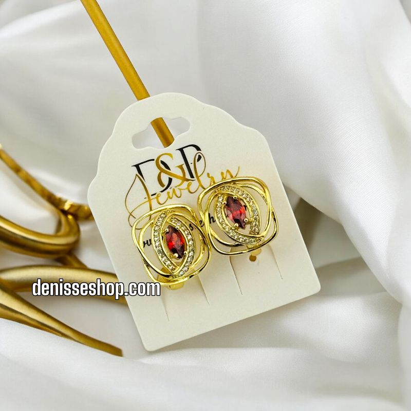 14K RED EARRING E602