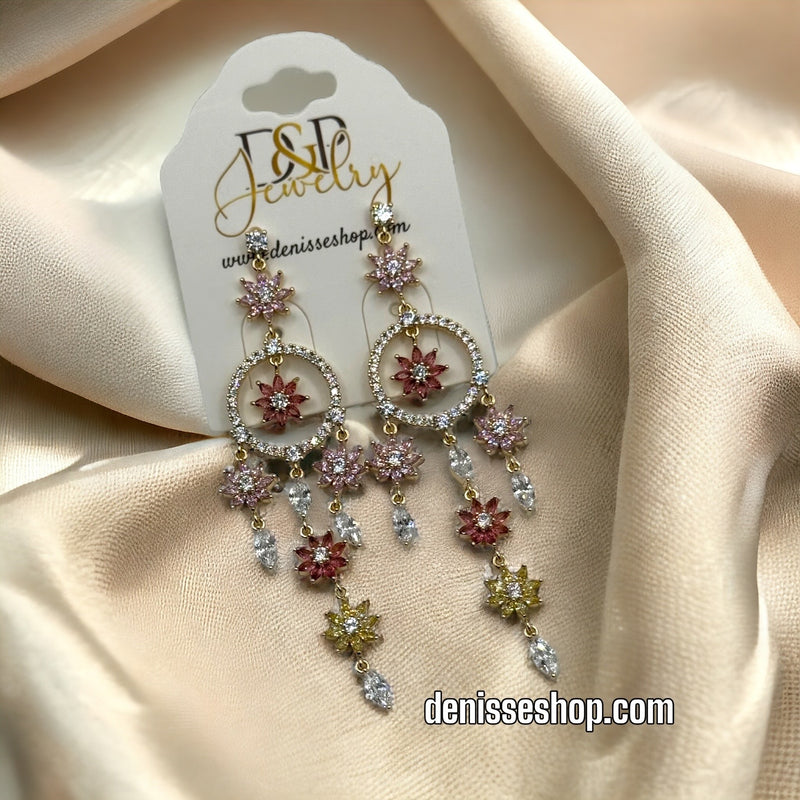 18K PINK AND WHITE EARRINGS E369