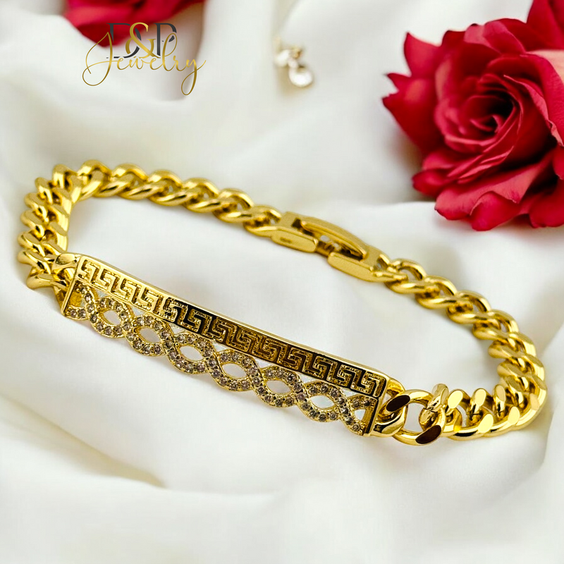 14K INFINITY DESIGN PLATE BRACELET BR699