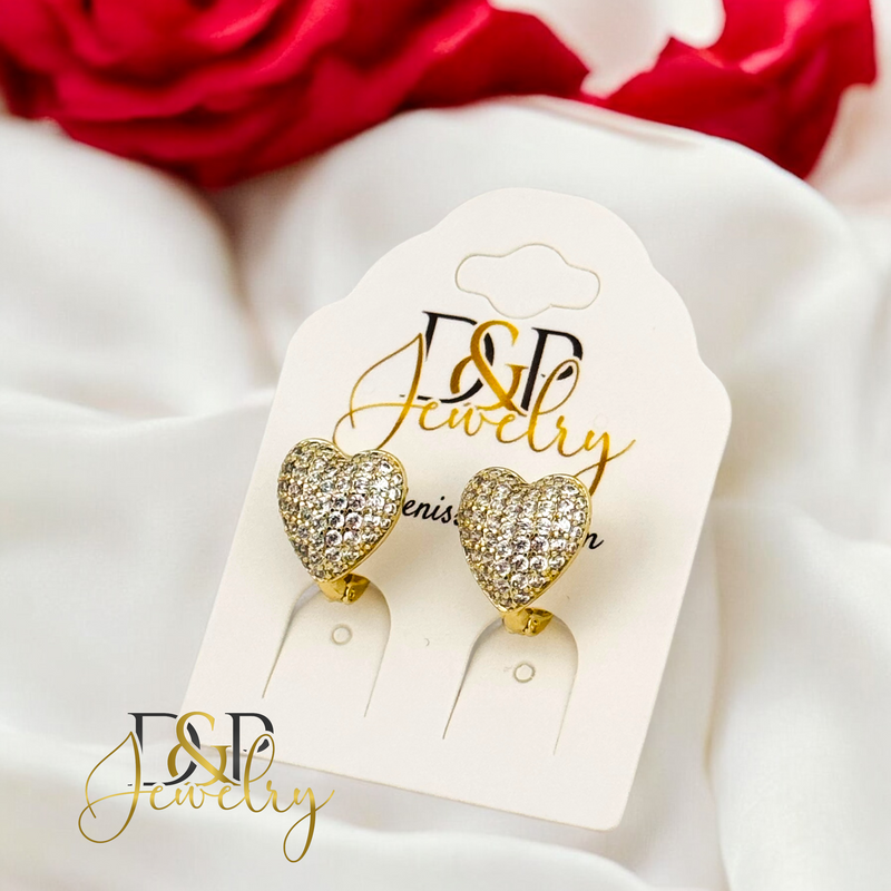 14K HEART EARRING E845