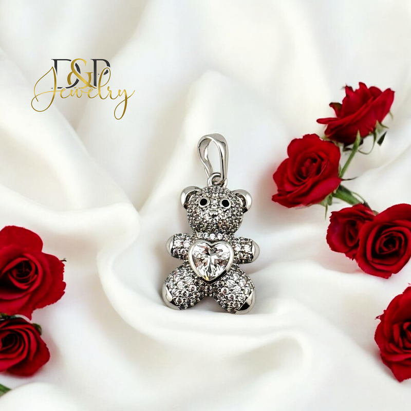 SILVER BEAR HEART PENDANT P792