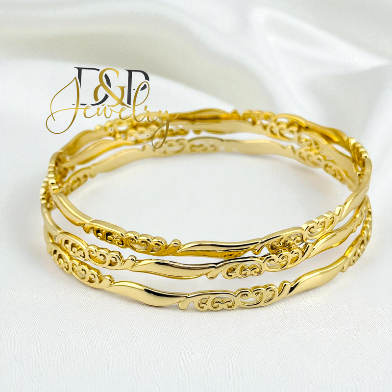 14K THREE SET BANGLE BRACELET 70mm BR791