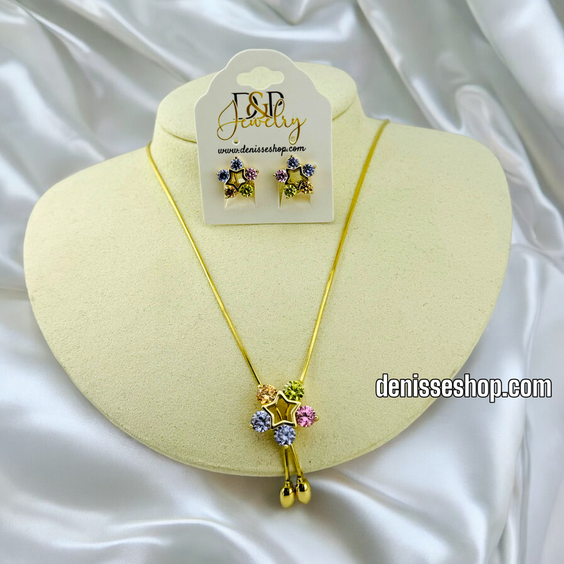 14K MULTI COLOR STONE  NECKLACE SET N40