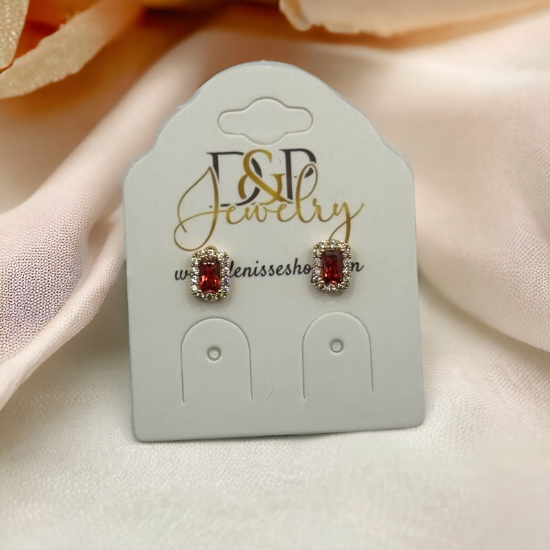 24K RED SMALL EARRINGS E348