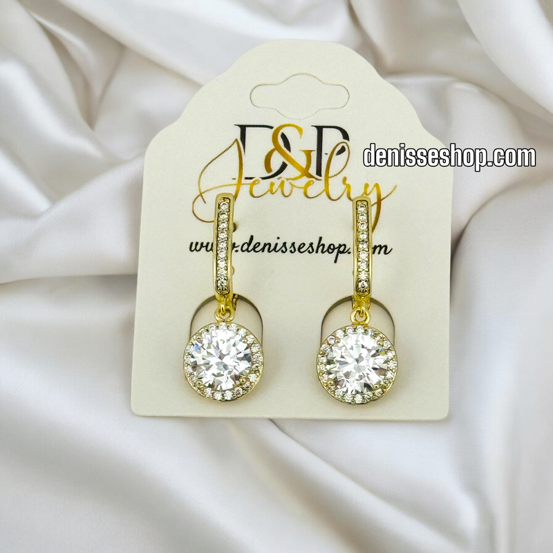 14K GOLD / WHITE STONE  HUGGIES EARRING E679