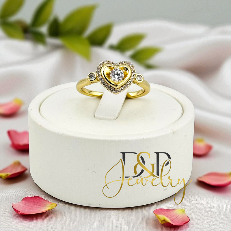 14K WHITE STONE HEART RING RG394