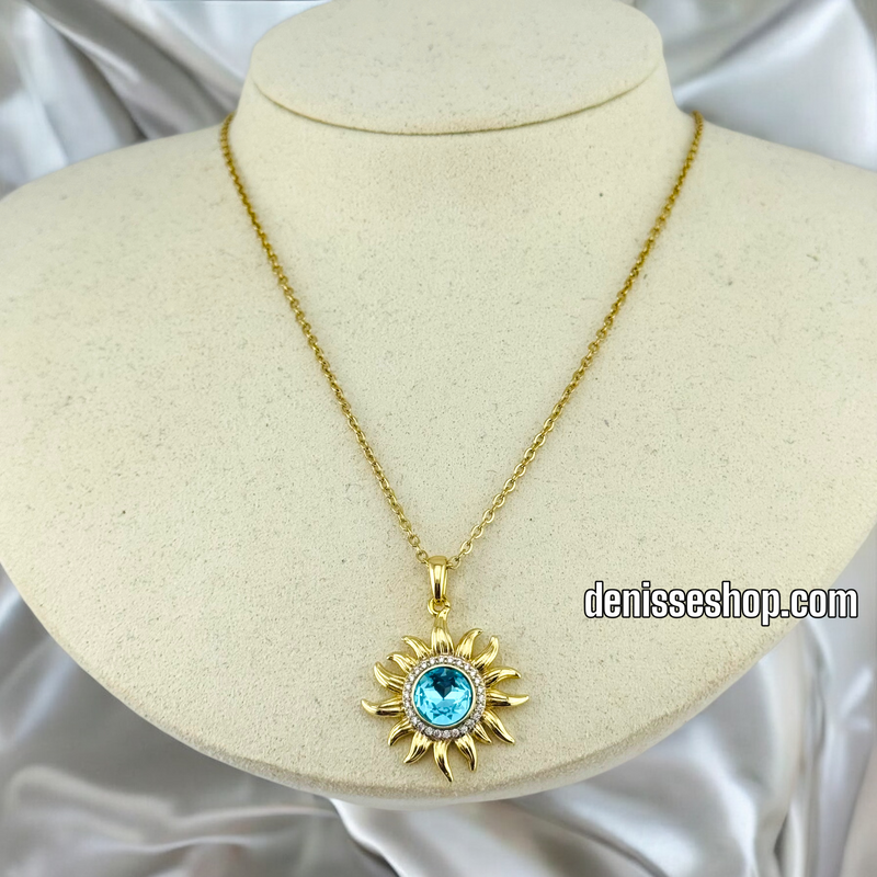 14K / WOMEN LIGHT BLUE SUN NECKLACE N108