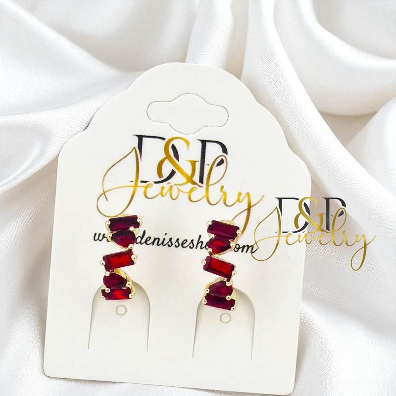 14K MEDIUM STONES HOOP EARRING HP765