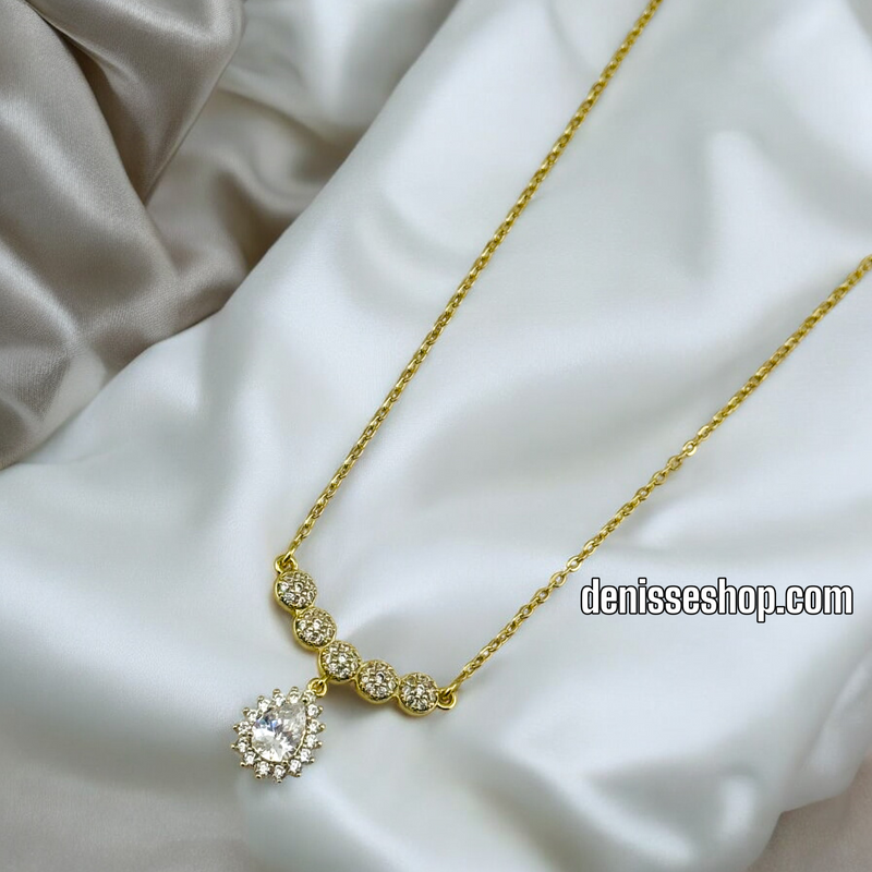 14K / WOMEN WHITE STONE THIN NECKLACE N109