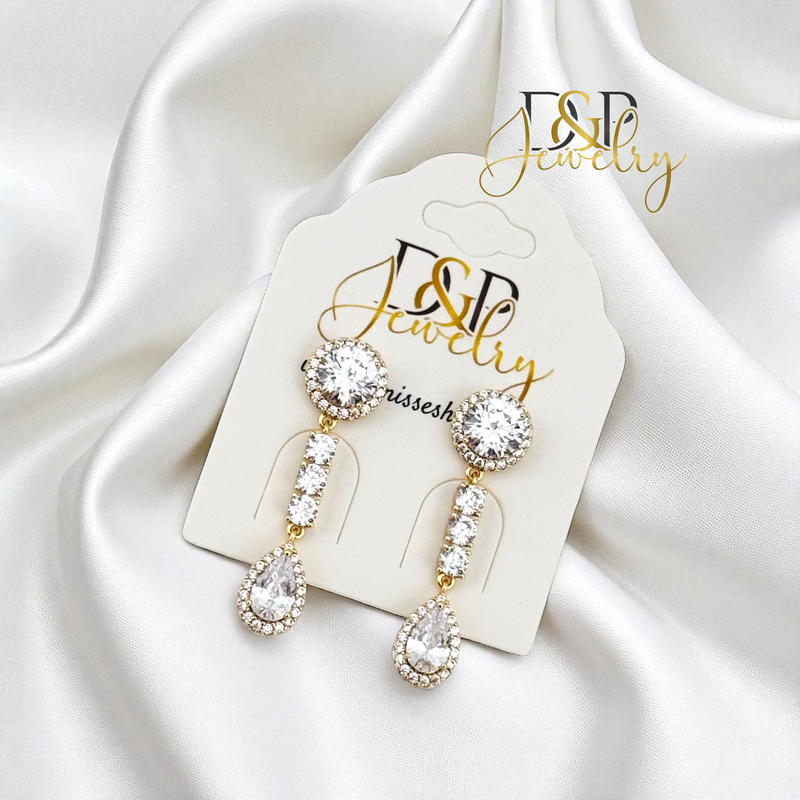 14K WHITE SMALL DROP EARRING E983