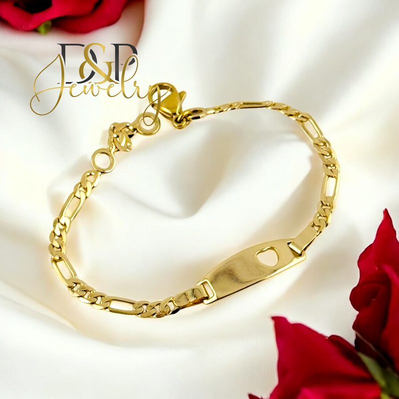 14K HEART PLAQUE KIDS BRACELET BR752