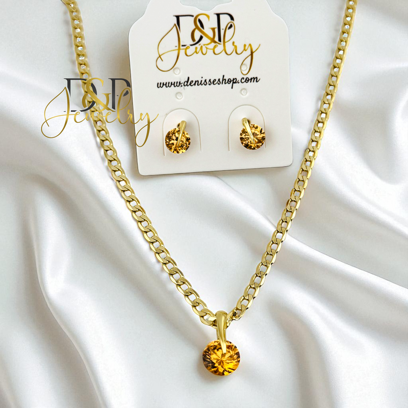 14K CHAMPAGNE NECKLACE SET N272