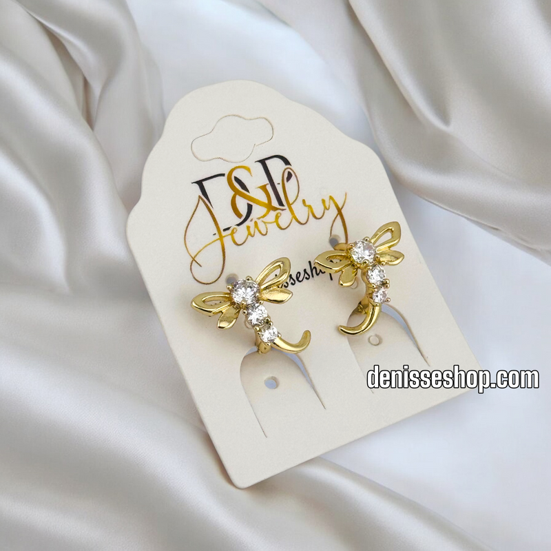 14K GOLD DRAGONFLY HOOP EARRINGS HP595