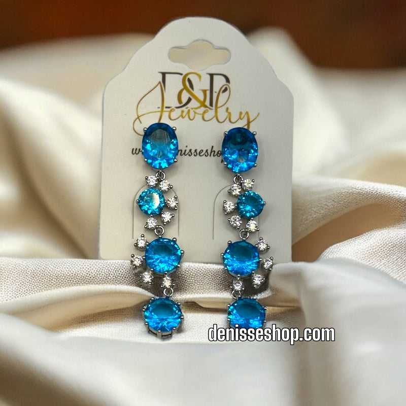 SILVER BLUE ELEGANT EARRINGS E416