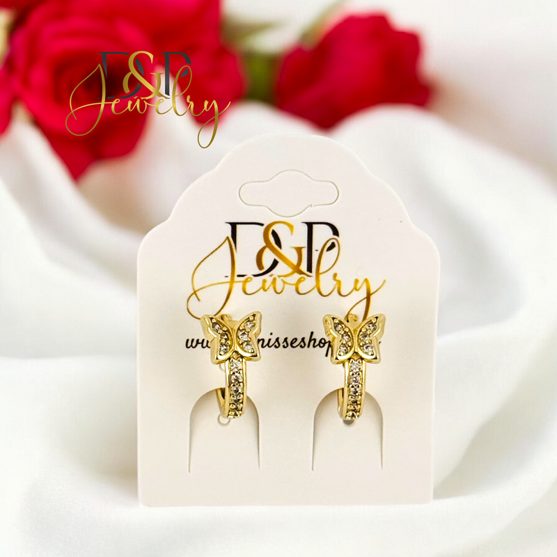 14K SMALL BUTTERFLY HOOP HP706